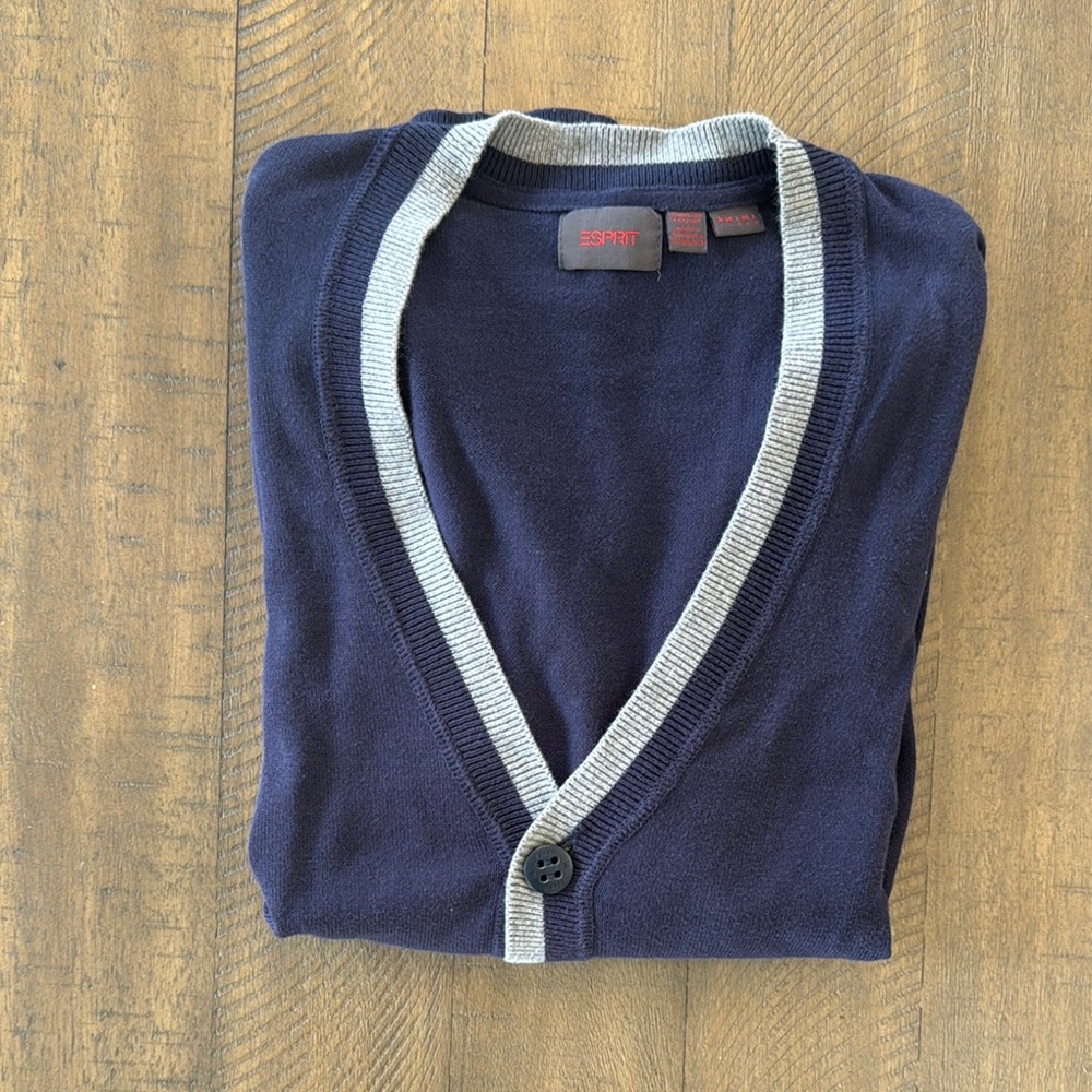 Esprit Blue and Gray Knit Cardigan